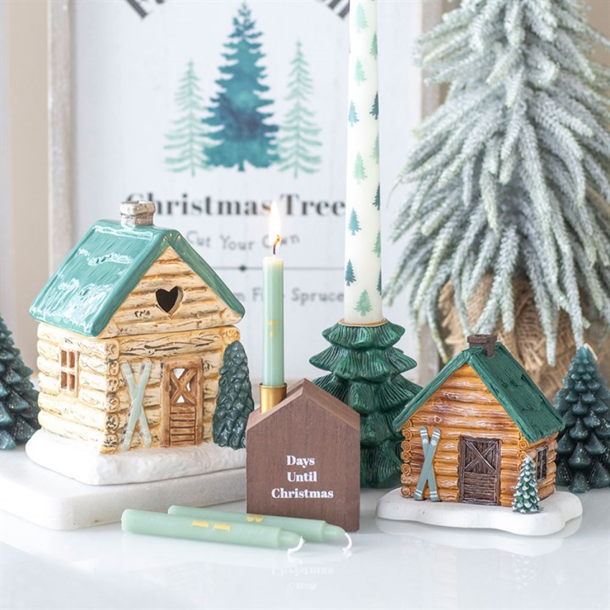 Set of 24 Mini Advent Candles with Holder