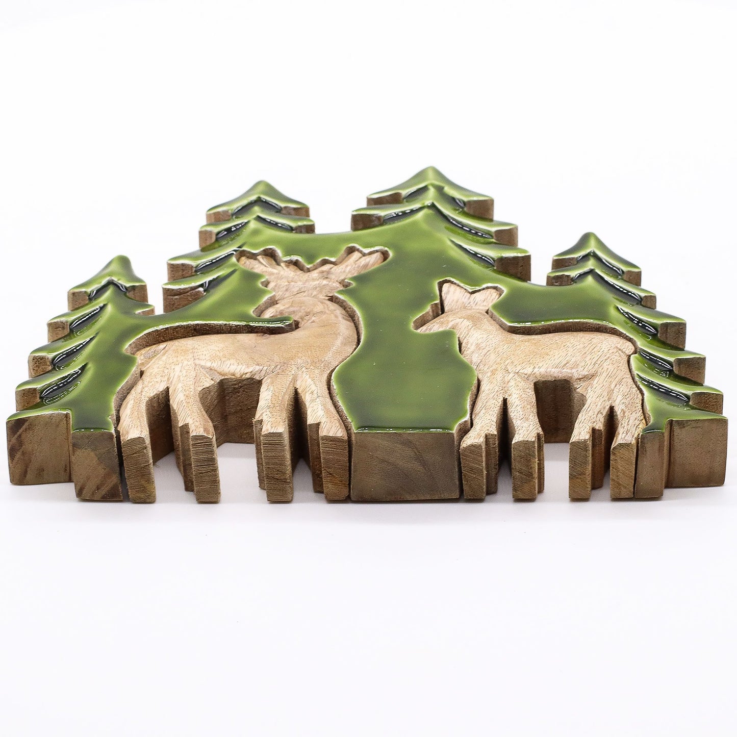 Lost in the Forest - Two Deer in the Forest 3D Wooden Decoration - 18x23cm