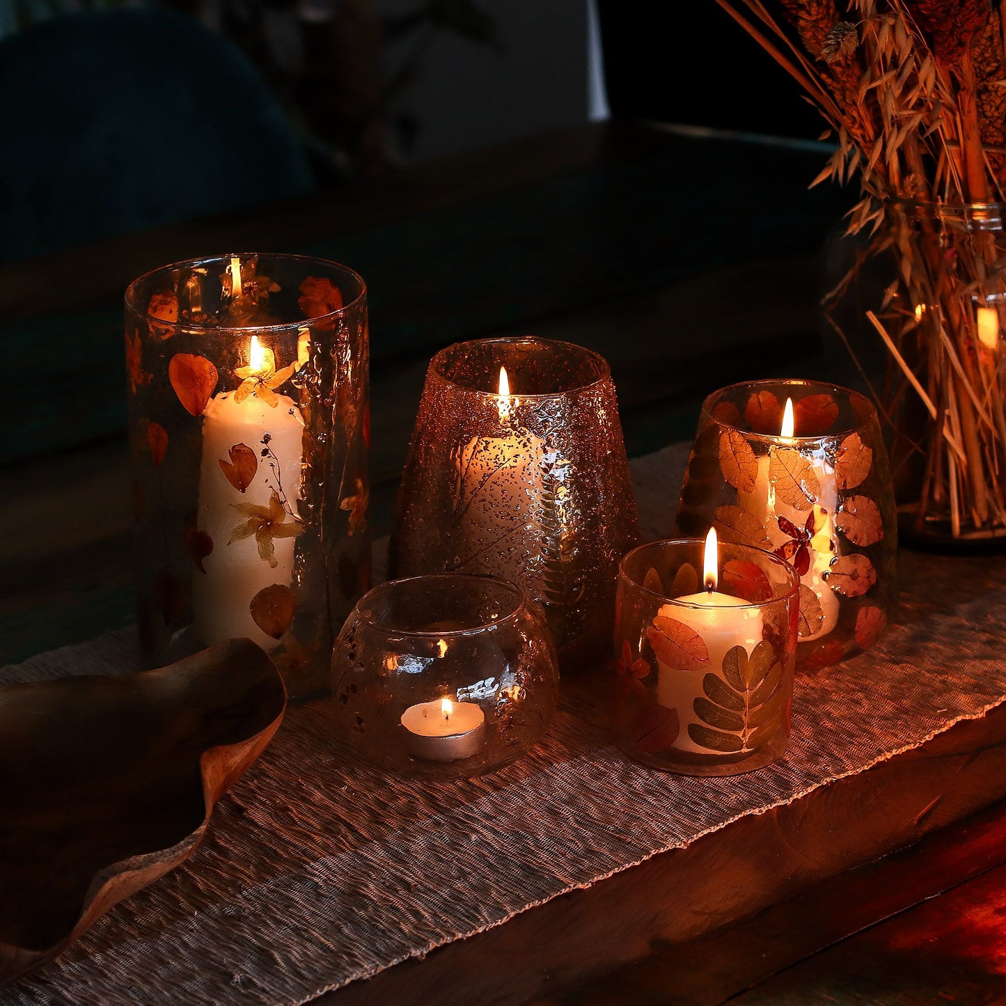 Natural Floral Glass - Bowl Candle Holder - Primavera - (8x10cm)