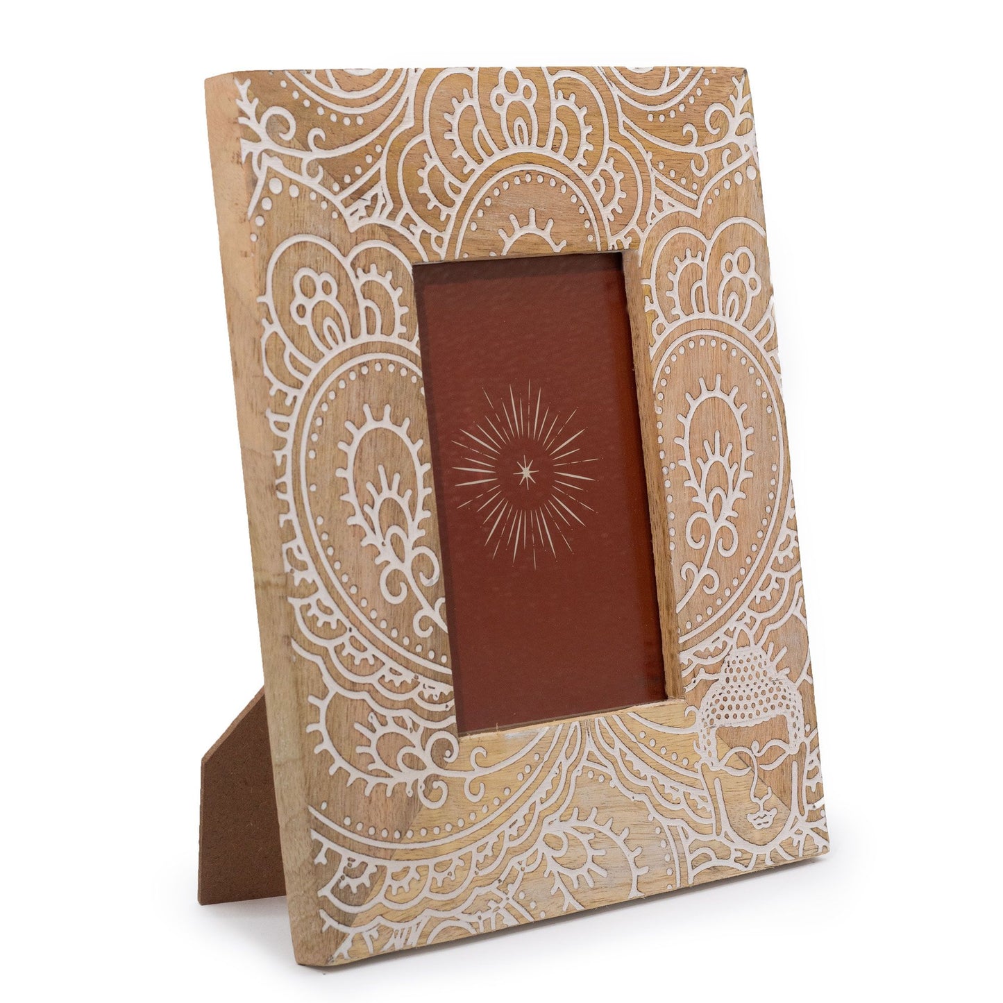 Medium Mango Wood Picture Frame (for 10x15cm) 26x20x2cm - Buddha - White