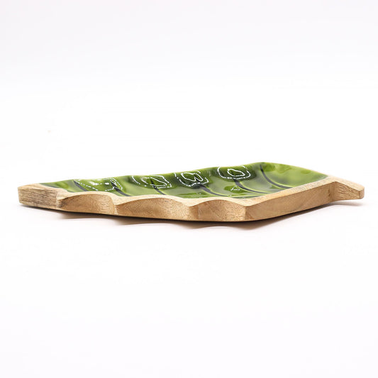 Lost in the Forest -  Enamel Leaf Wooden Bowl - 33x17cm