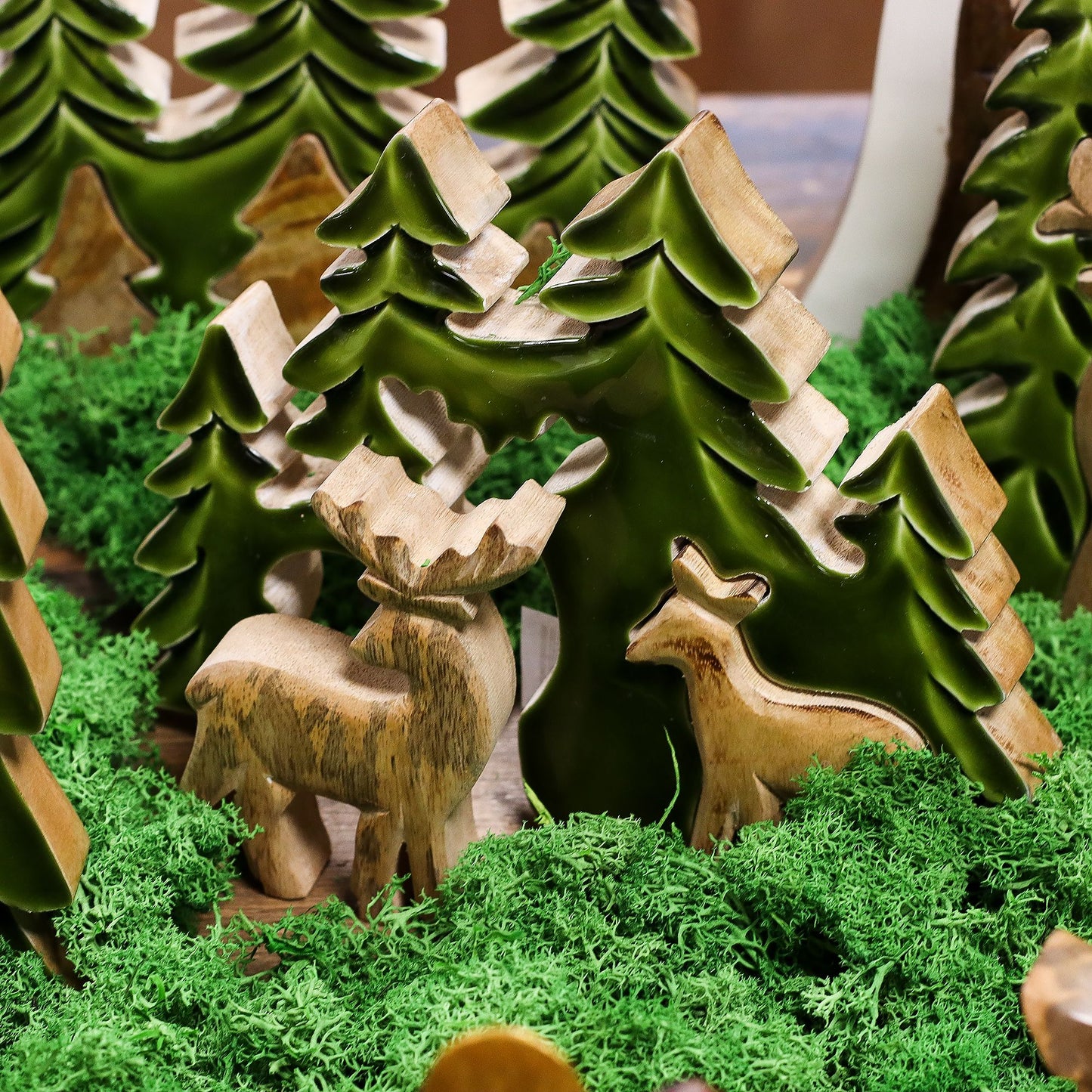 Lost in the Forest -  Two Deer in the Forest 3D Wooden Decoration - 18x23cm