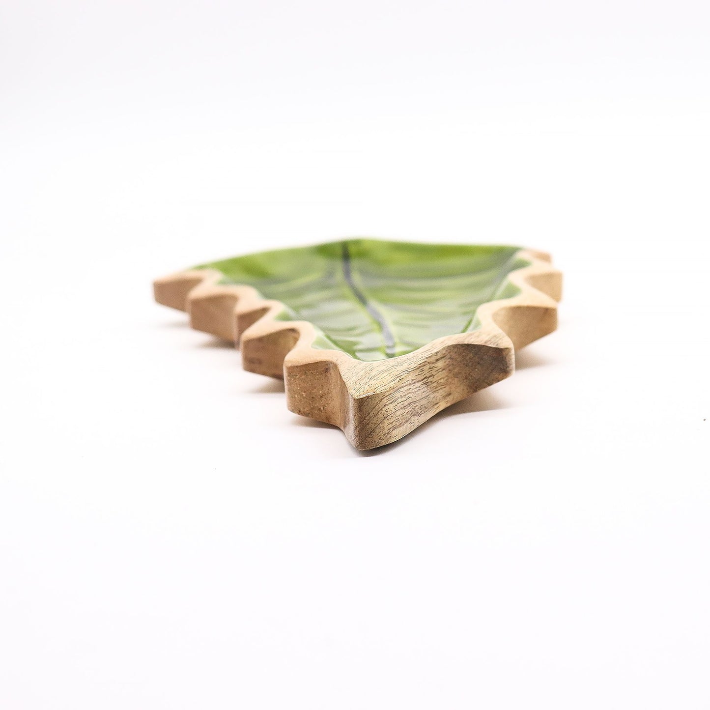 Lost in the Forest -  Enamel Leaf Wooden Bowl - 33x17cm