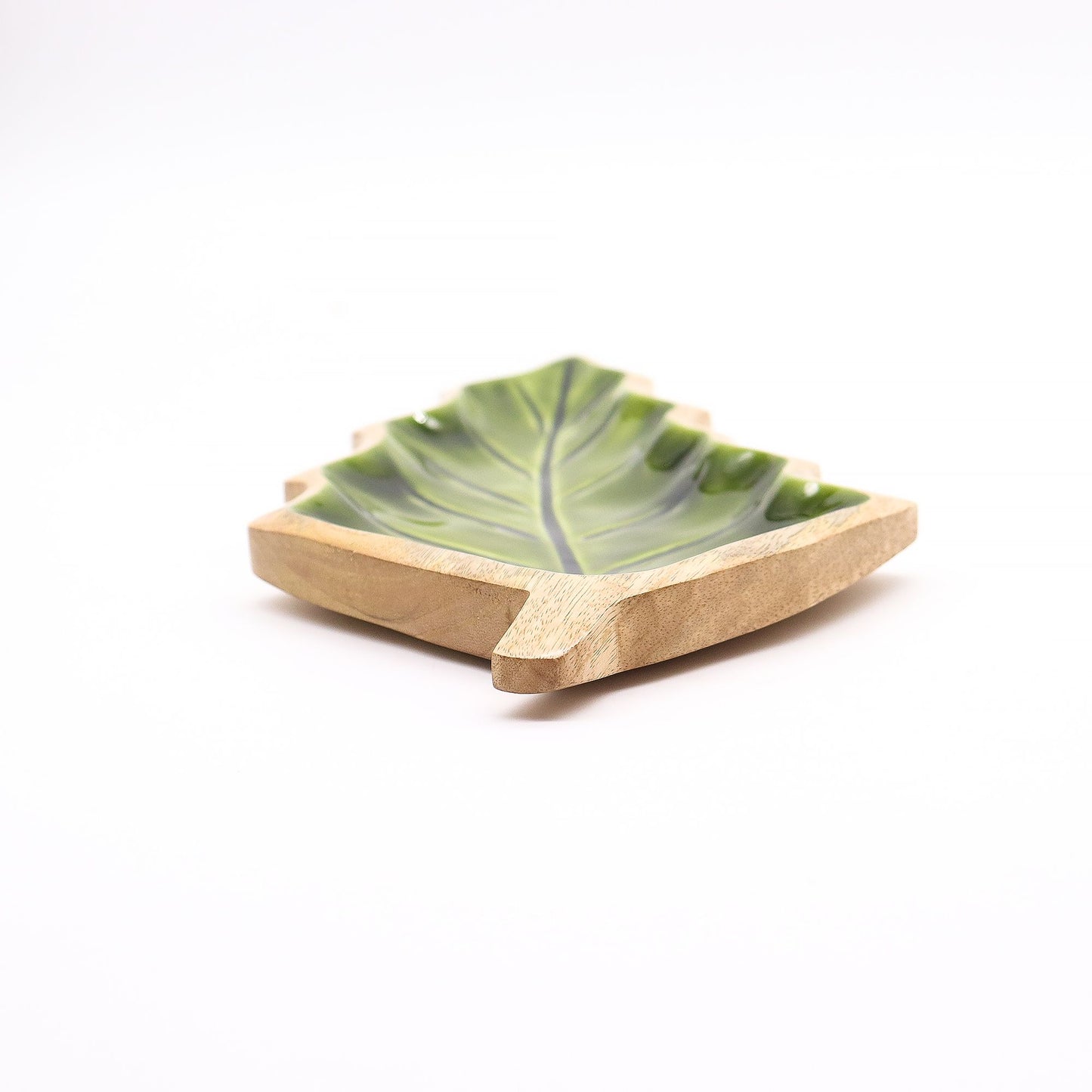 Lost in the Forest -  Enamel Leaf Wooden Bowl - 33x17cm