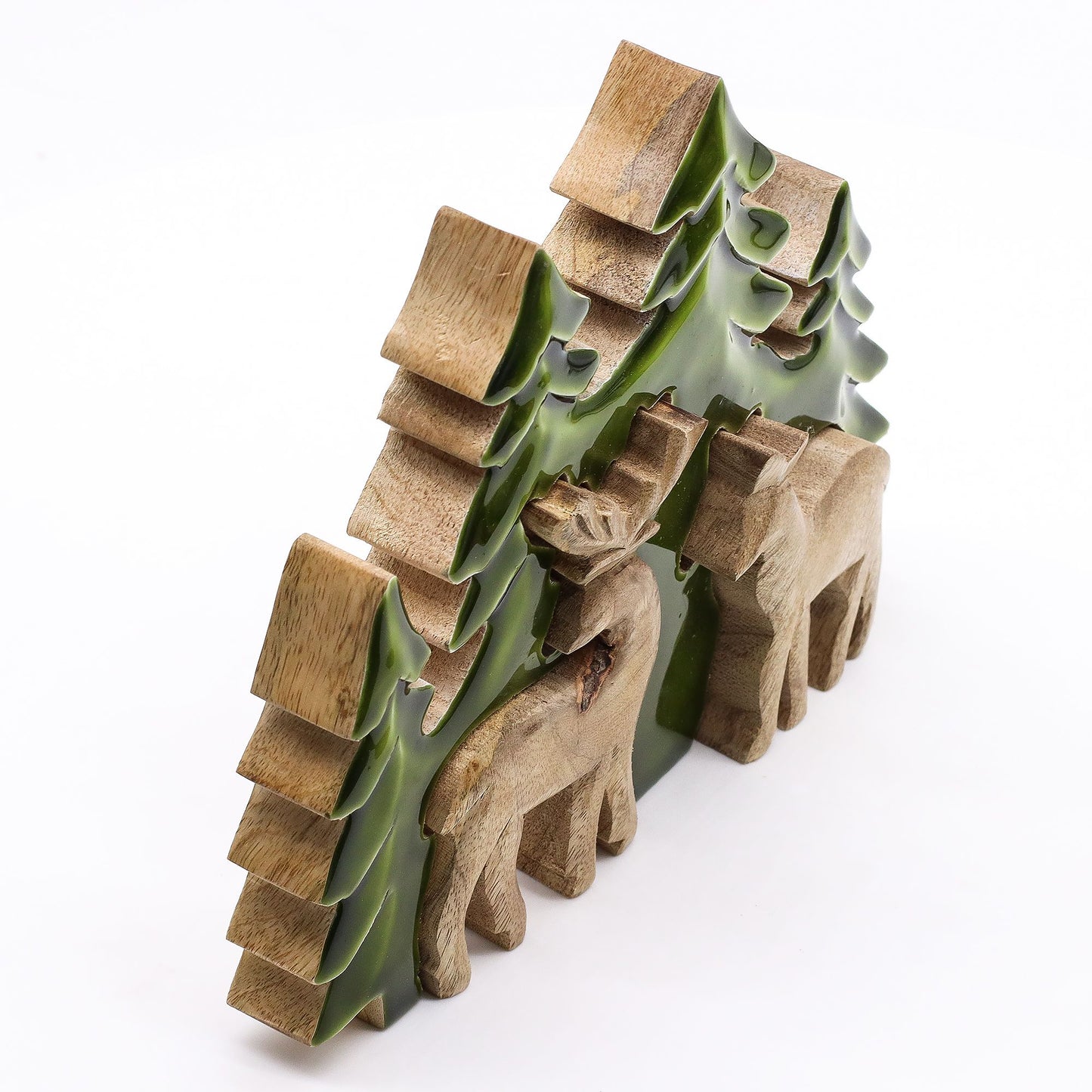 Lost in the Forest -  Two Deer in the Forest 3D Wooden Decoration - 18x23cm