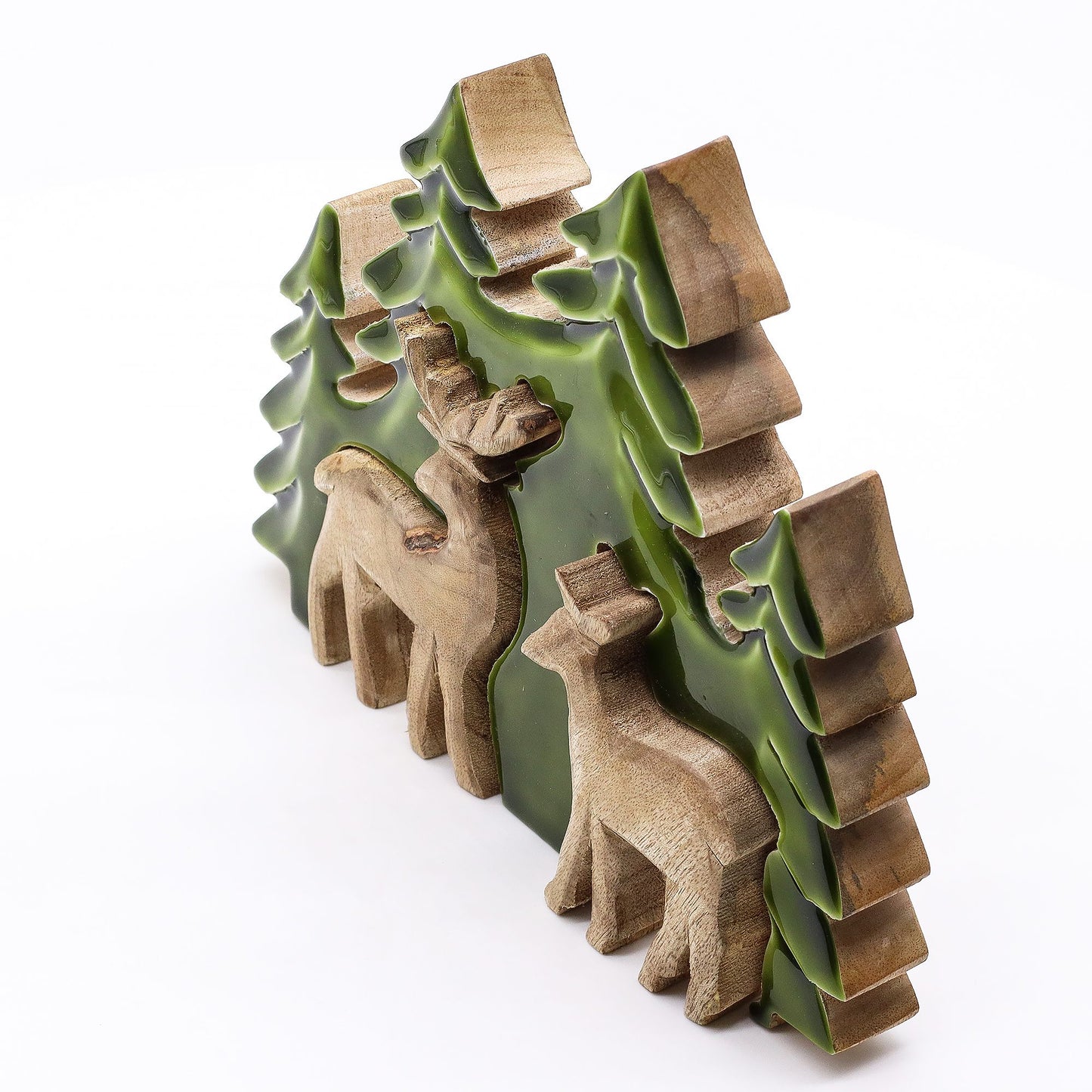 Lost in the Forest -  Two Deer in the Forest 3D Wooden Decoration - 18x23cm