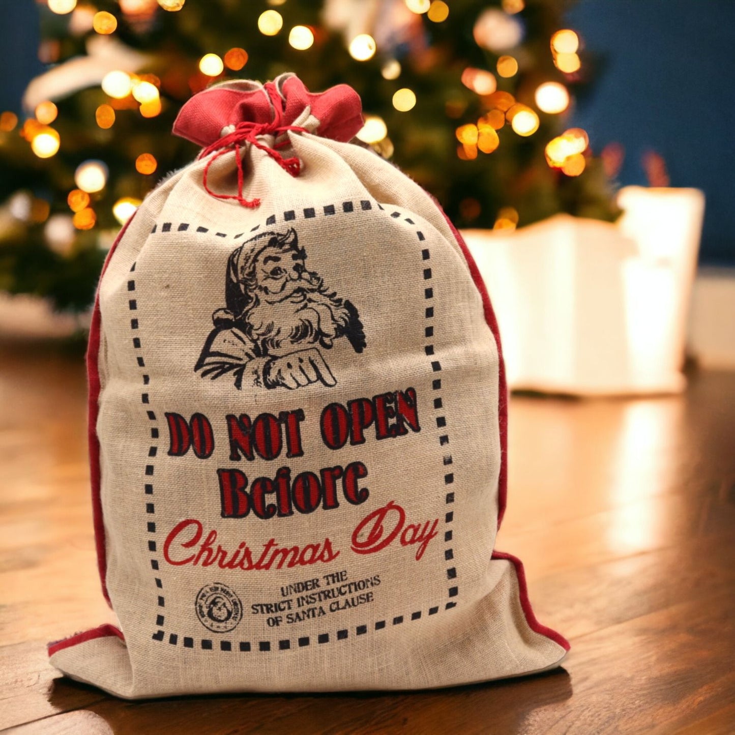 Christmas Present Jute Sack/Stocking 'Do Not Open Before'