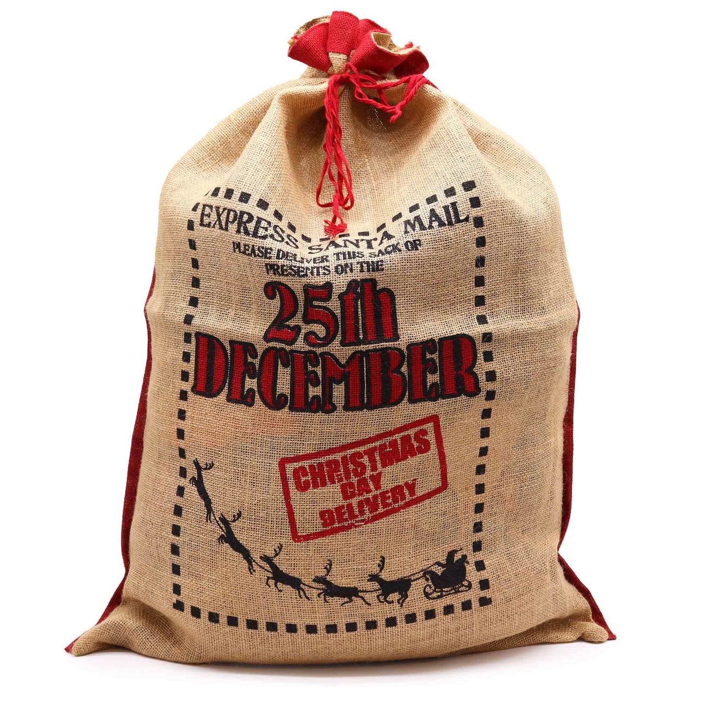 Christmas Present Jute Sack/Stocking '25th December'
