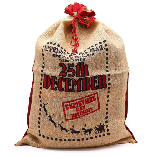 Christmas Present Jute Sack/Stocking '25th December'