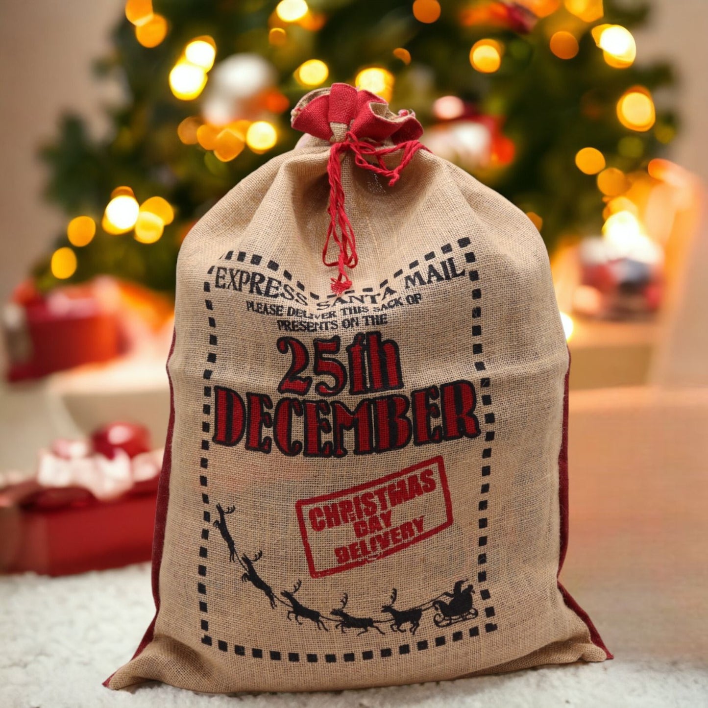Christmas Present Jute Sack/Stocking '25th December'