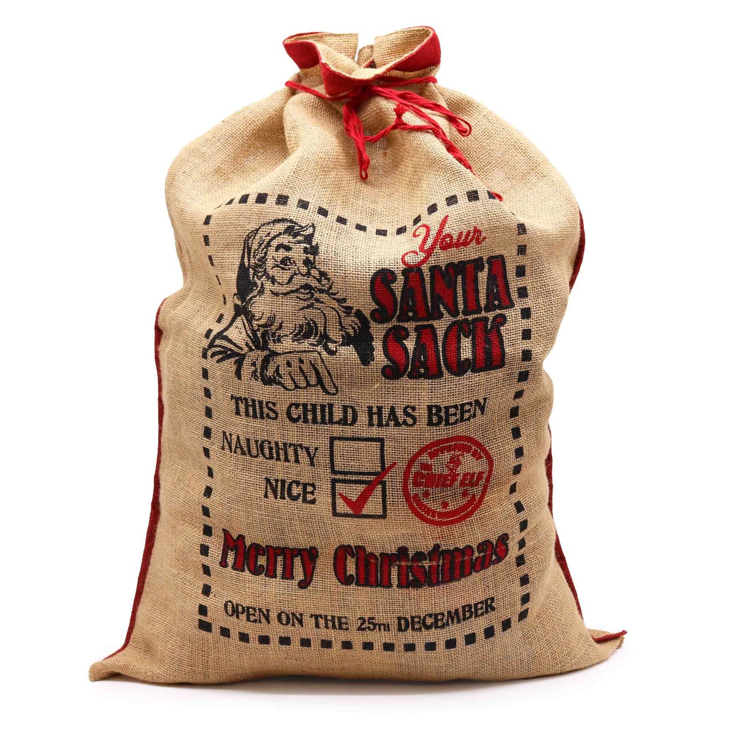 Christmas Present Jute Sack/Stocking 'This Child Has Been.. Nice!'