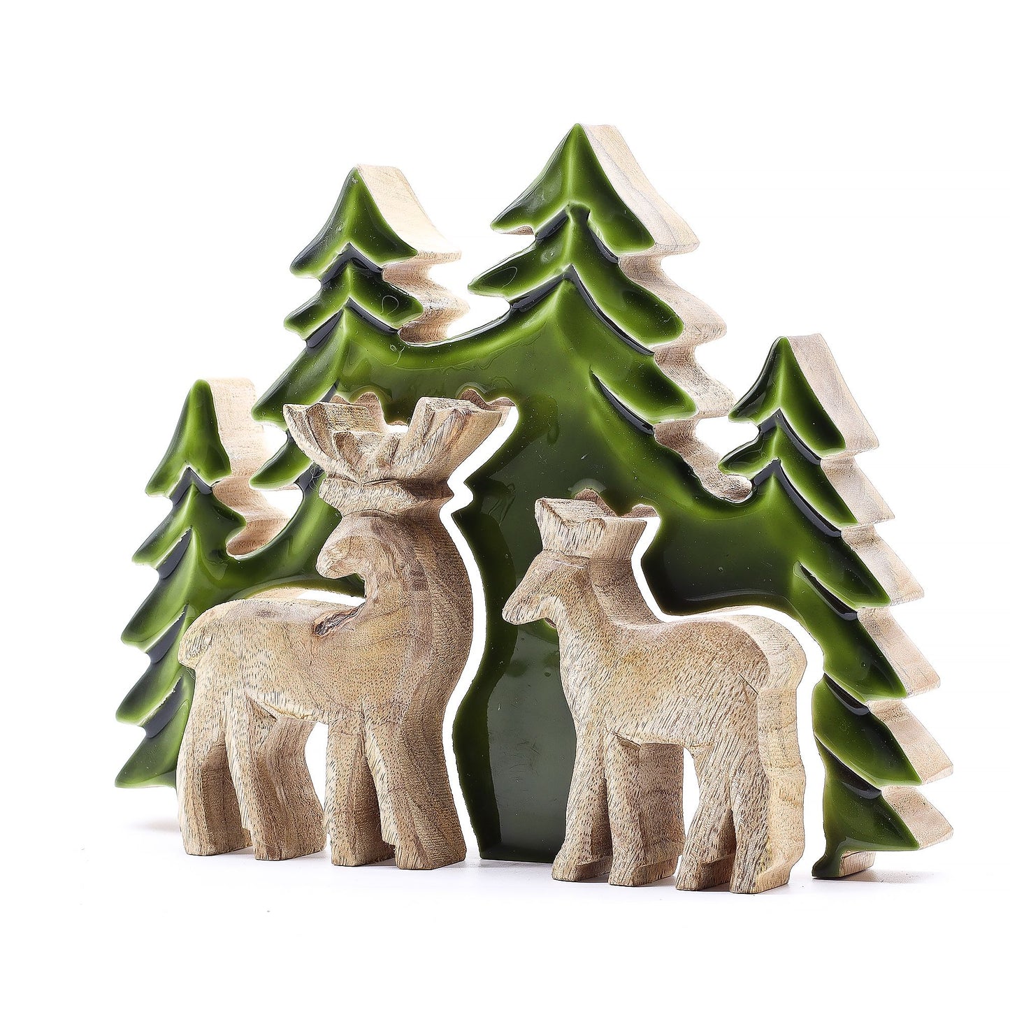 Lost in the Forest -  Two Deer in the Forest 3D Wooden Decoration - 18x23cm