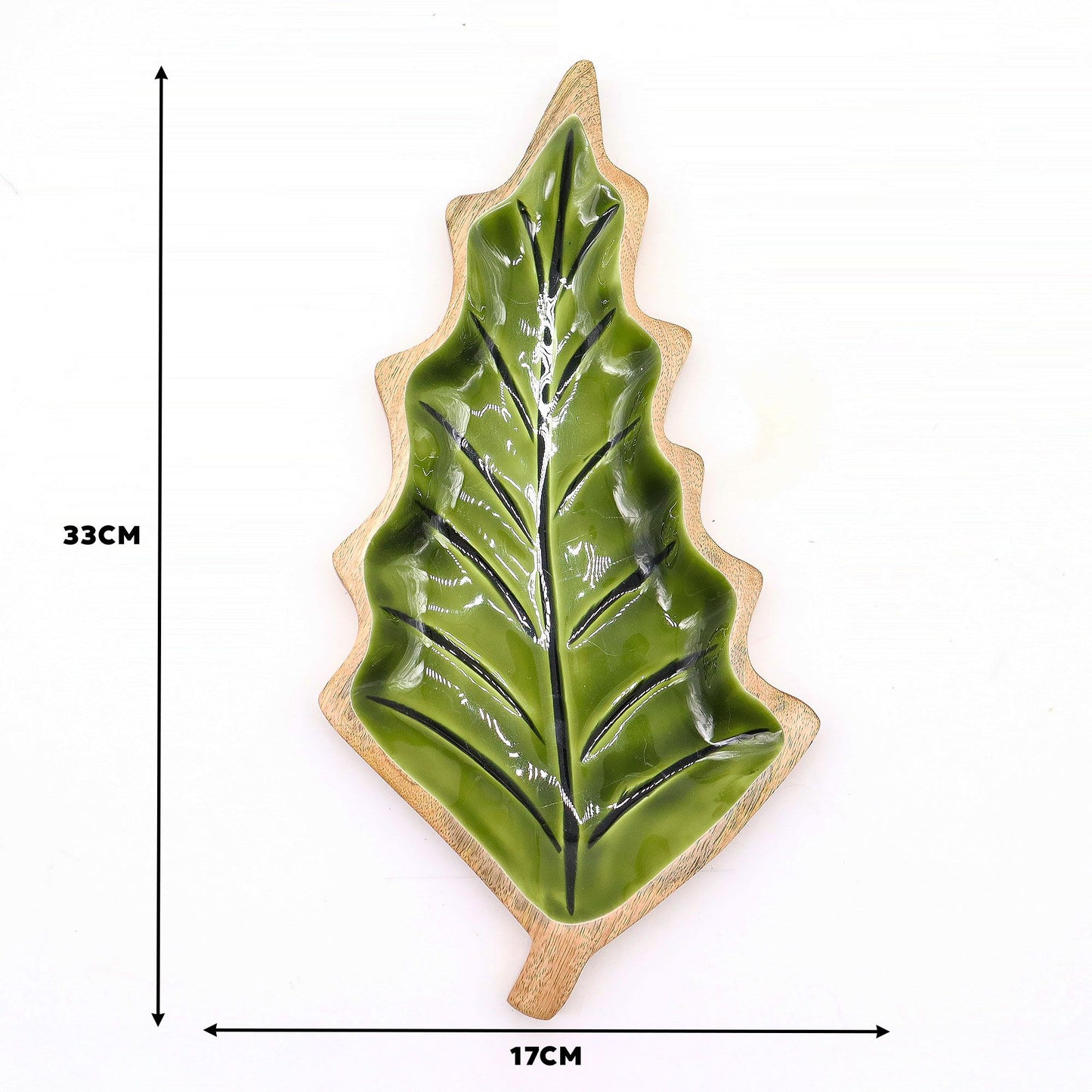 Lost in the Forest -  Enamel Leaf Wooden Bowl - 33x17cm