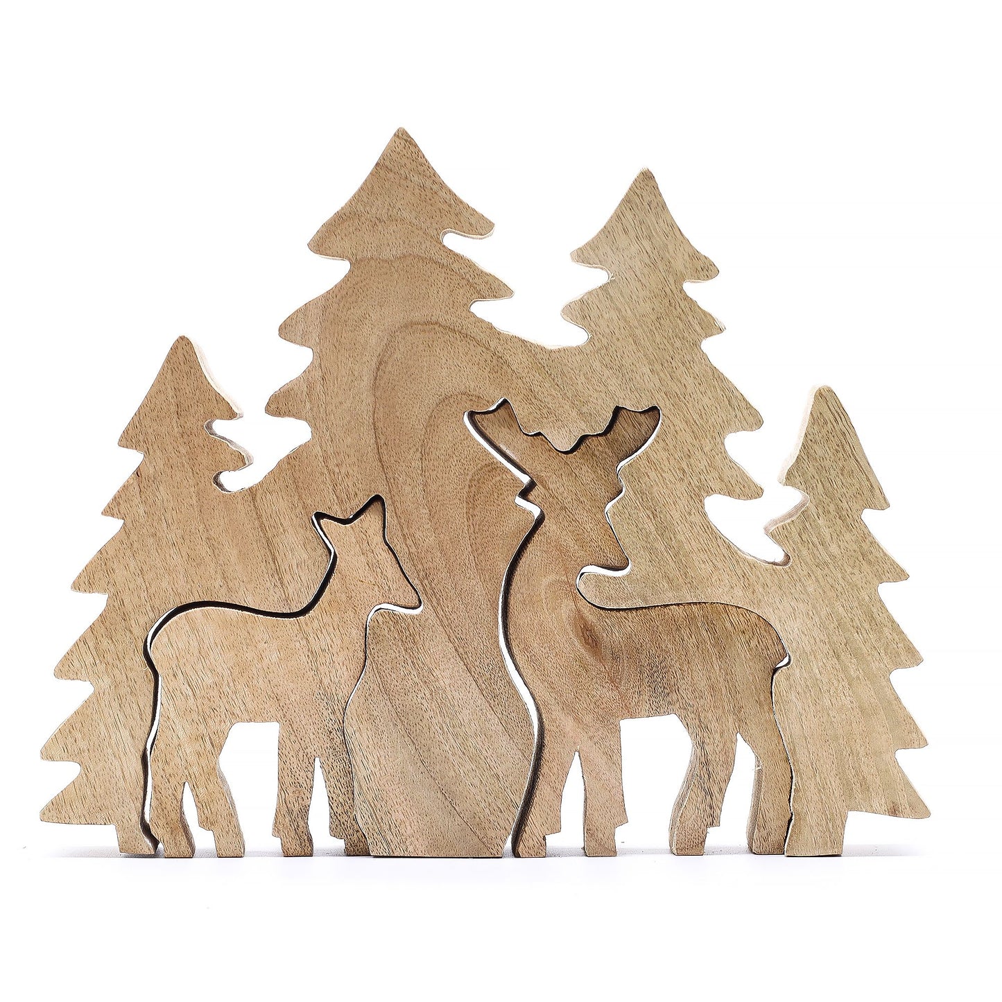Lost in the Forest -  Two Deer in the Forest 3D Wooden Decoration - 18x23cm