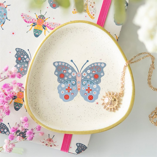 Floral Butterfly Trinket Dish