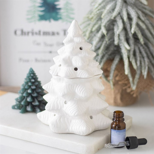 White Fir Tree Ceramic Oil Burner and Wax Warmer